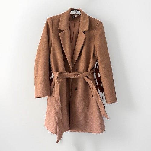 Camel belted wooly - camel, coat