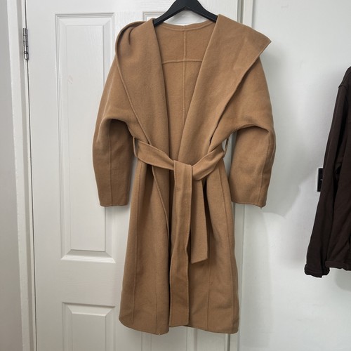 Camel colored hooded wrap - camel-colored, wool