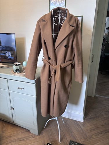 Camel belted trench coat size - trench,