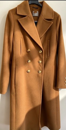 Women long camel wool coat - camel,