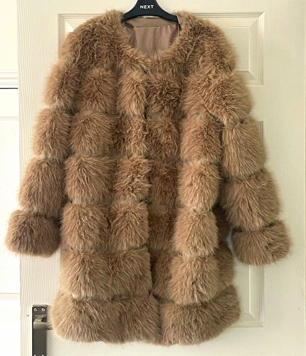 Camel faux fur patchwork - fur,