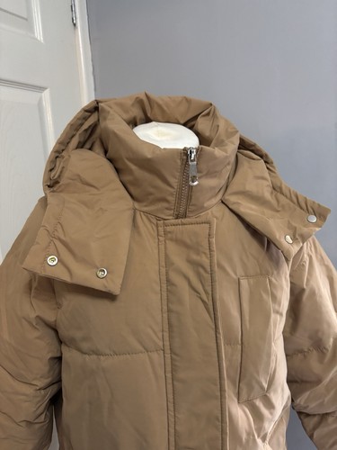 Camel padded longline coat - camel,