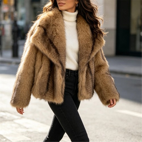 Women two tone faux fox - two‑tone,